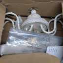 French Country Candle Style Chandelier, Handmade White Distressed Wood Lighting Ceiling Light Fixture Pendant Lamp Chandeliers for Dining Living Room Bathroom W20.8