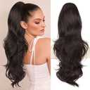 BOGSEA Ponytail Extension 26 Inch Drawstring Ponytail Extension for Women Long Wavy Hair Pieces for Daily Use(6#)