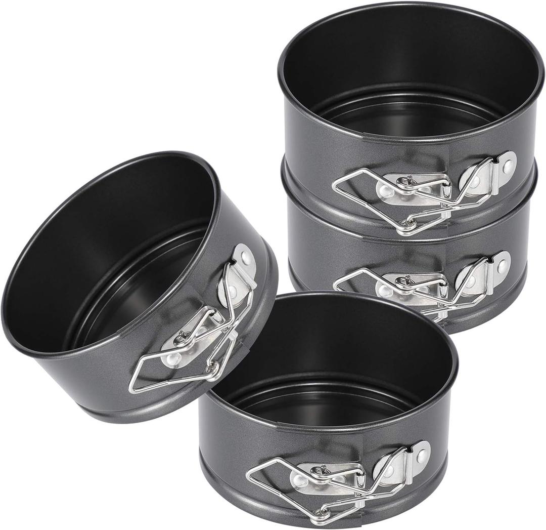 Hiware 4-Inch Mini Springform Pan Set - 4 Piece Small Nonstick Cheesecake Pan for Mini Cheesecakes, Pizzas and Quiches (4-Inch)