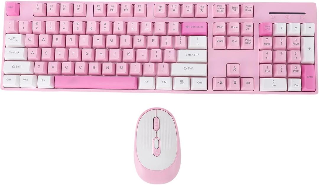 Tangxi Wireless Keyboard and Mouse Combo, 2.4GHz USB Receiver, Full Size Silent 104 Keys Ergonomic Keyboard and 4 Keys Mouse Set for Computer, Plug and Play (Type 1)