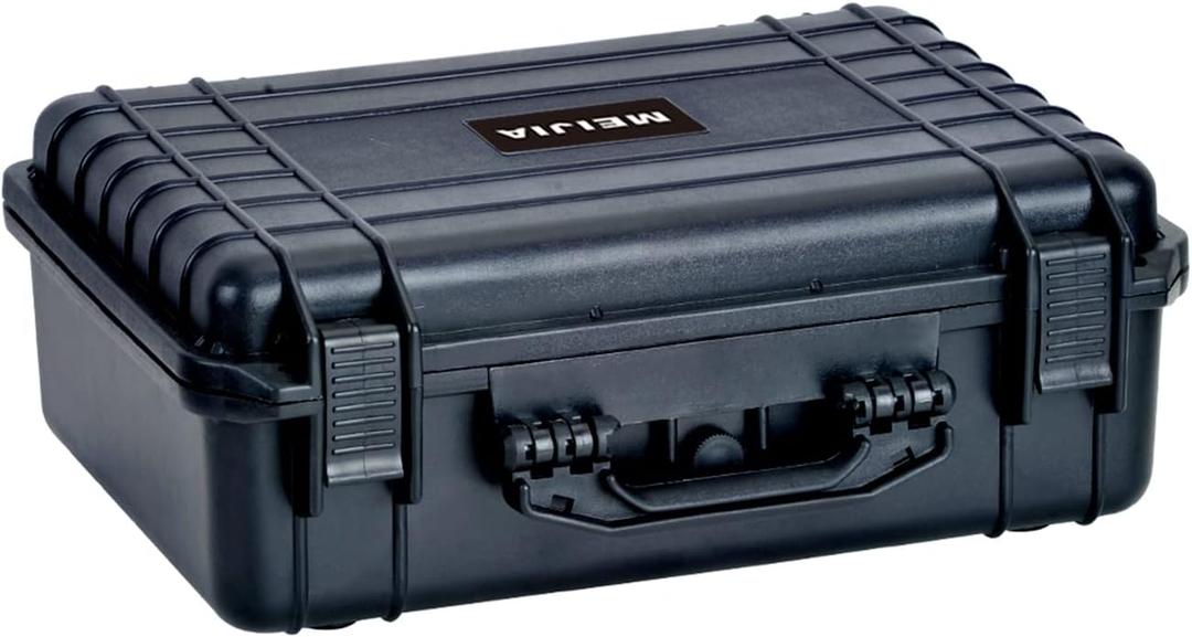 MEIJIA Funda protectora impermeable IP67 porttil para todo tipo de clima, funda rgida para cmara con espuma personalizable, proteccin perfecta de cmara, drones, pistolas, lente, equipos, negro, 18.5 x 14.06 x 6.93 pulgadas