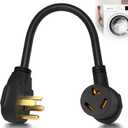 3 Prong to 4 Prong Dryer Adapter, 1.5FT Dryer Plug Adapter 3 to 4 Prong Outlet Cord Converter, NEMA 14-30P to 10-30R 10AWG Copper Wire 30A 250V Flexible DIY Dryer Connector for Home Laundry