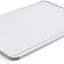 KitchenAid Classic Plastic Cutting Board with Perimeter Trench and Non Slip Edges, Dishwasher Safe, 12 inch x 18 inch, White and Gray