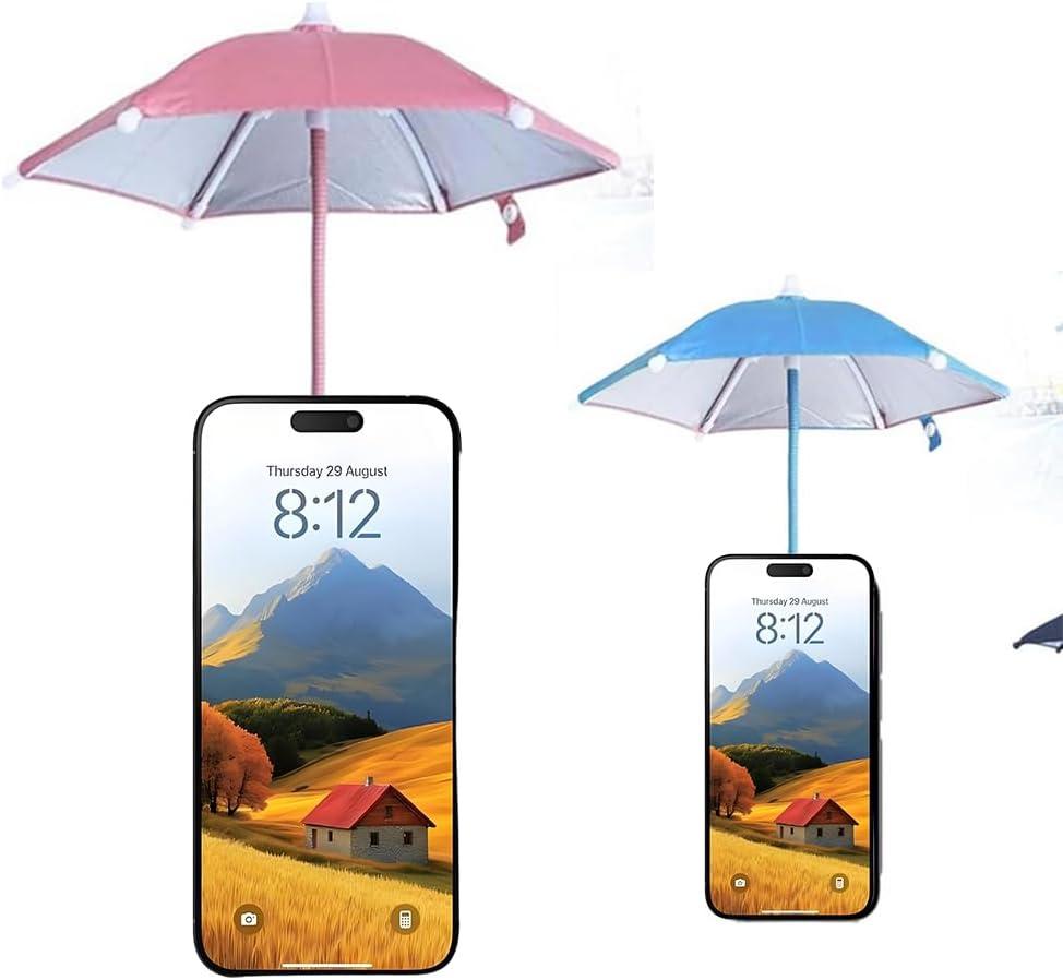 Cell Phone Sun Shade Magnetic Phone Umbrella for Sun, Phone Stand for Sun Protection, Adjustable Sun Shade Shield for iPhone 2 Pick(Pink+blue)