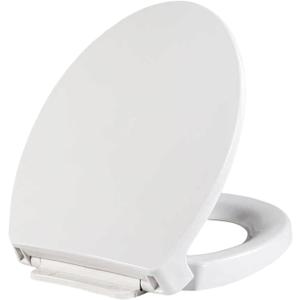 SS114 Slow Close Elongated Toilet Seat and Lid Compatible with TOTO SS113/SS154/SS224/SS204 Traditional Toilet Seat Replacement with Toilet Bolts and Nut, Cotton White