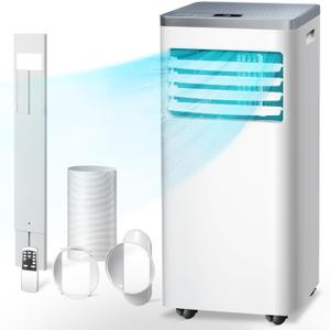R.W.FLAME Portable Air Conditioner,8000 BTU Powerful Home AC Unit with Built-in Dehumidifier & Fan Mode,Cools 350 Sq.Ft,Functional Portable AC with Remote Control,24Hrs Timer,Installation Kit, White