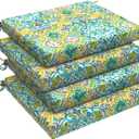LVTXIII Outdoor Chair Cushions, Water Repellent Patio Furniture Cushions Outdoor Square Chair Pads with Ties for Dining Chairs and Garden Furniture Decoration, 18.5"x16"x2" Set of 4, Damask Green