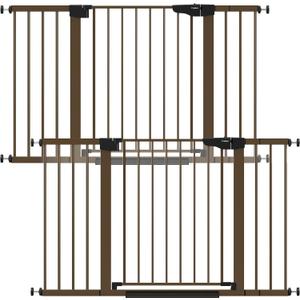 Cumbor 2 Pack 29.7"-51.5" Extra Wide Baby Gate for Stairs, Mom's Choice Awards Winner-Dog Gates for Doorways, Pressure Mounted Walk Through Pet Gate Indoor, Safety Auto-Close Child Gate for Kid,Brown