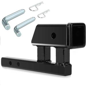 1.25" to 2" Hitch Adapter Solid Shank, 4" Rise/Drop, 1.25" Extension with 2 Sets of Hitch Pins & Clips