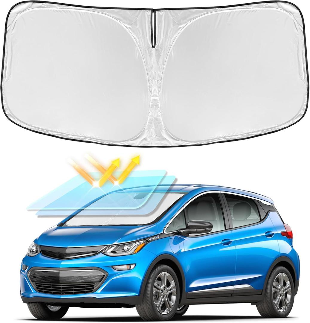 for Chevrolet Bolt EV Hatchback 2017-2026 Windshield Sun Shade - 4 Layers Car Sunshades for Front Windows Shade Cover Custom Fit Bolt EV Hatchback Sun Visor 250T Shade Blocks UV Rays Car Accessories