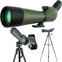 25-75x80 Spotting Scope with Upgraded Tripod Carrying Bag and Phone Adapter Spotter Scope for Target Shooting for Bird Watching Wildlife Viewing Green