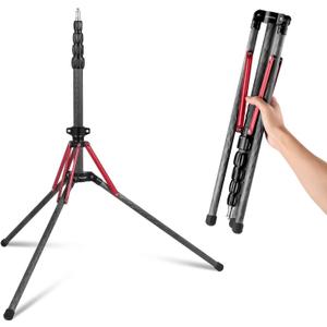 NEEWER Light Stand Carbon Fiber with 180 Reversible Legs, 1/4" to 3/8" Screw Adapter and Bag, 86.5"/220cm Portable Travel Tripod Stand for Outdoor Photography Speedlite Strobe Softbox, ST210R