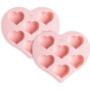 Paris Hilton Heart Silicone Cake Pan, Nonstick Heart Shaped Mold, Oven Safe Bakeware for Cakes, Brownies, and Desserts, 6-Cup, Pink