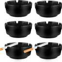 6Pcs Ashtray Sets for Cigarettes, Plastic Tabletop Ash Tray Sets, Indoor Outdoor Ashtrays Perfect for Home Patio Restaurant Bar Hotel and Office Use (Set of 6 Black)