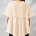 Ziesexy Oversized Babydoll Tops for Women Casual Short Sleeve Crewneck Peplum Shirt Loose Fit Summer T Shirts Yellow (L)