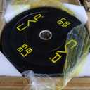CAP Barbell 35 Lb Rubber Olympic Bumper Plate | With Yellow Logo, Black (Pair of 2)