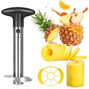 Cook Guy Pineapple Corer and Slicer Set - Includes Reinforced Stainless Steel Pineapple Cutter, Plastic Pineapple Divider - Easy Core Removal and Cutting Tool