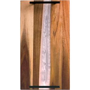 Visually Stunning Pearl White Resin + Acacia Wood Charcuterie Serving Board with Handles - 16x9 Serving Tray for Food, Breakfast in Bed, Coffee Table, Decor, Organization, Snacks, Patio, BBQ