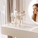 Bathroom Counter Organizer Countertop 2 Tier Storage Acrylic Corner Makeup Organizer for Perfume Stand, Vanity Holder, Dresser Tray, Spice Rack, Skincare, Coffee Bar, Room Decor (Clear)