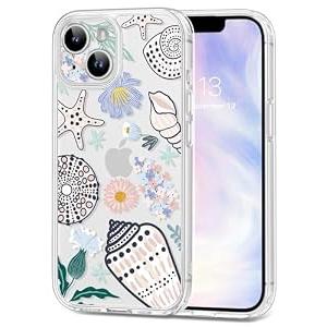 Dibrell for iPhone 13 Case, [Full Camera Protection] [Not Yellowing] [Military-Grade Drop Protection] Cute Clear Slim Shockproof Protective Phone Cover for Women Girls 6.1", Couch Bloom/ Beige