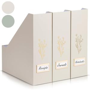 ZICOTO Beautiful Magazine Holder Set Of 3 - Sturdy File Holder to Organize Your Desk Or Shelves - The Perfect Office Storage to Effortlessly Organize Your Paperwork/ Files, Magazines, Books Or Binders