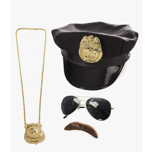 Tigerdoe Police Costume Accessories - 4 Pc Set - Police Hat, Mustache and Aviator Glasses