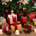 5 x Vitalizart Khaki Velvet Ribbon 2" Christmas Handmade Frayed Edges Glossy Ribbon for Gift Wrapping Tree Ornaments Wreath Garland Holiday Decorations 3 Yd Brown