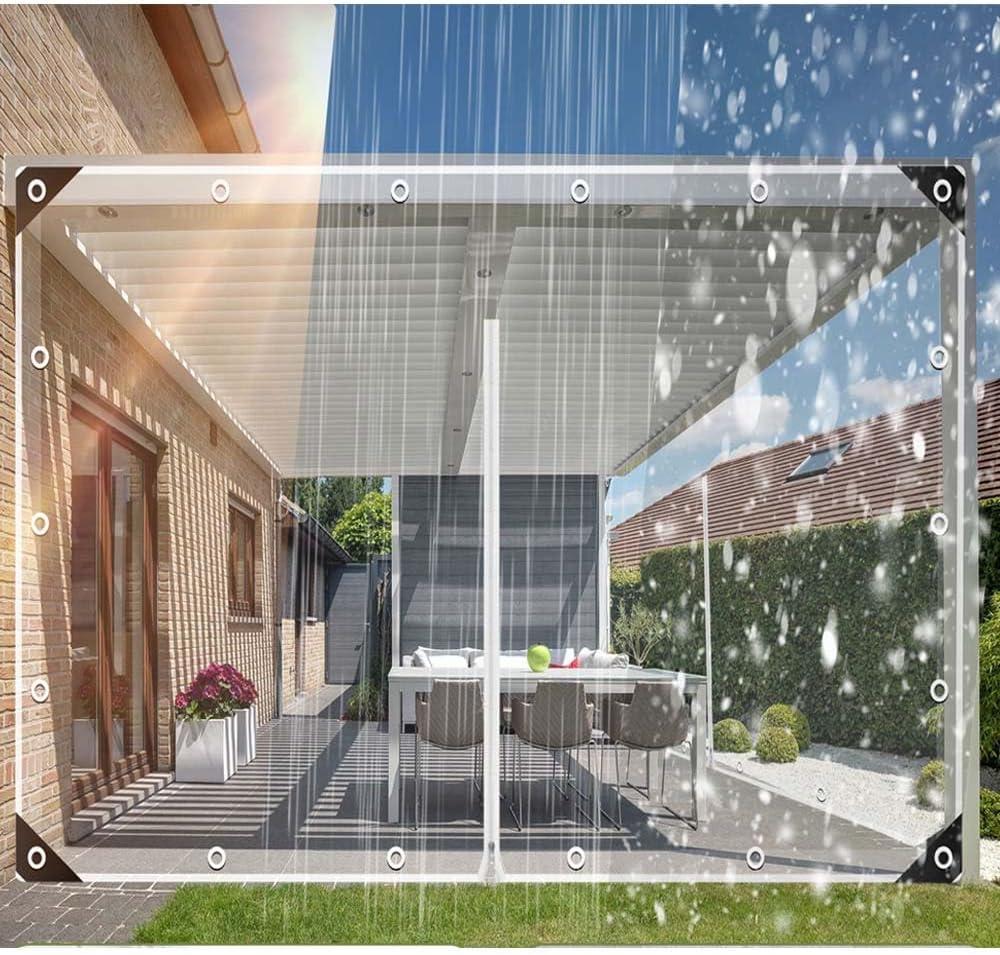 Clear Tarp Patio Enclosure Waterproof PVC Curtains for Gazebos with Double Zip Transparent Outdoor Tarps Curtains Zipper Door for Porch, Deck, Balcony, Pergola (Size: 6.7ft x 9.8ft)