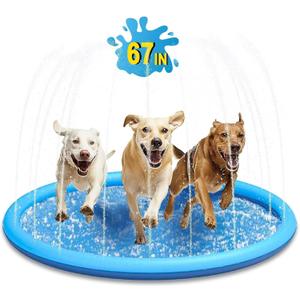 Splash Pad for Dog and Kids, 67IN Dog Pool Outdoor Water Toys, Dog Sprinkler, Water Play Pool, Perfect for Summer Backyard Fun
