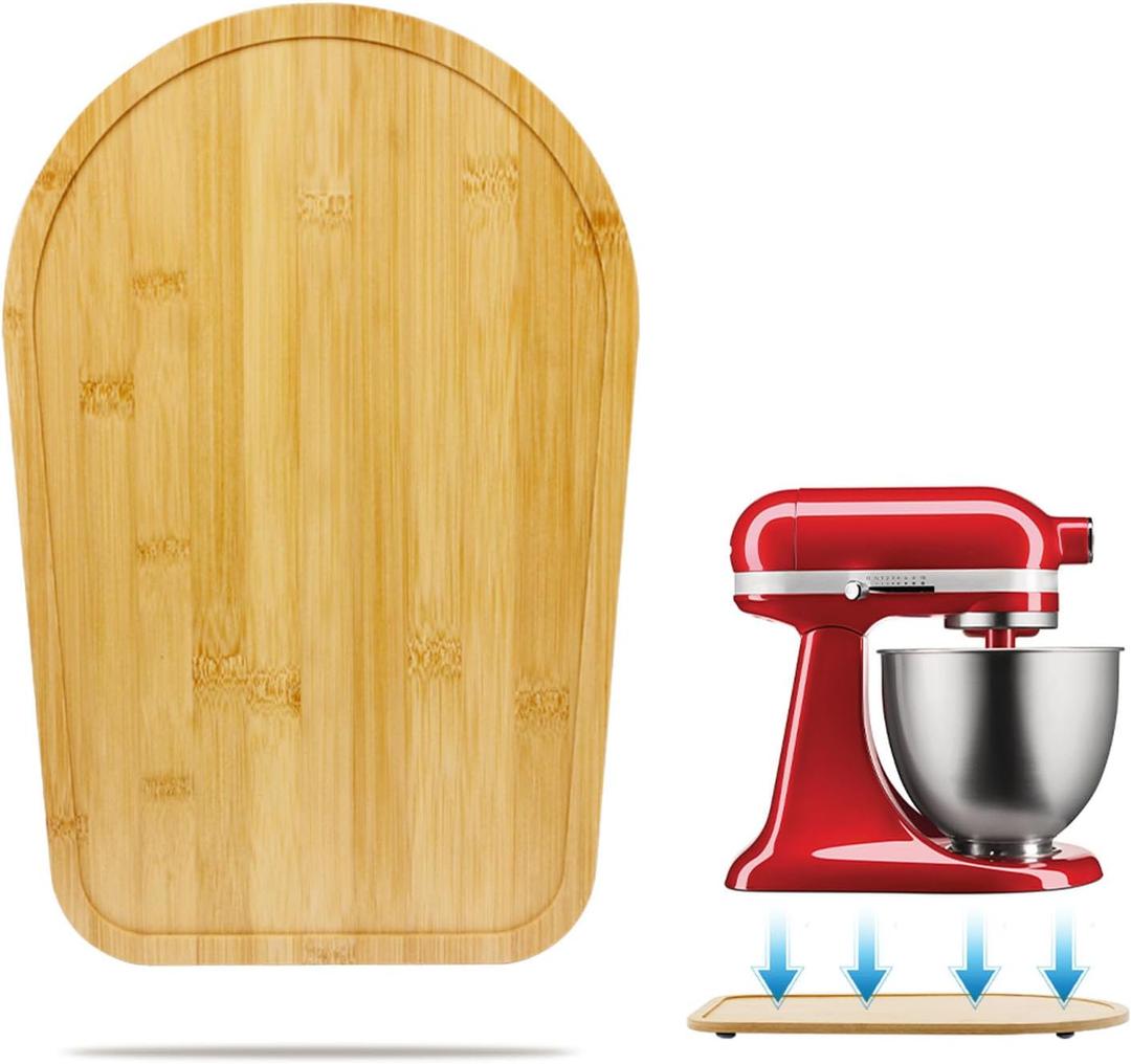 Bamboo Mixer Slider Mat for Tilt Head Kitchen Aid 4.5-5 Qt Stand Mixer, Appliance Sliding Mat for Kitchenaid Artisan 4.5-5 Qt, Kitchen Countertop Storage Accessories Mixer Moving Tray Attachments