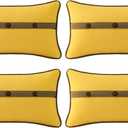 Outdoor Sunbrella Decorative Pillows with Triple Coconut Buttons Pack of 4, 20" x 12" Outdoor Pillow Set for Couch Bed Throw Patio Sofa, Spectrum Daffodil/Canvas Cocoa
