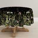 Horaldaily Spring Tablecloth 7070 Inch Round, Black Wild Flower Daisy Washable Seasonal Table Cover for Party Picnic Dinner Decor