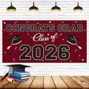 16 x 2026 Graduation Party Plastic Backdrop - 65" x 32.7" Congrats Grad Banner in Maroon, Large Class of 2026 Decorations, Photography & Grad Party Supplies