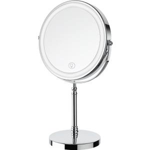 Lighted Makeup Mirror, 3000 mAh Rechargeable Double Sided Magnifying Mirror with 3 Colors, 1x/10x 360 Rotation Vanity Mirror, Brightness Adjustable Magnification Cosmetic Light up Mirror, Women Gift (Chrome)