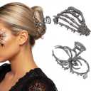 Fashey Hair Claw Clips Black Metal Hair Clips for Thick Skeleton Hand Hair Claws Hair Accessories for Women