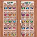 2 Pack Classroom Headphone Storage Organizer with 30 Pockets, PVC Clear Classroom Pocket Chart for Headphone Cell Phone Over-the-Door Hanging Headphone Holder Bag with 62 Labels(White)