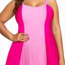 Aleumdr Women's Plus Size One Piece Swimsuit Tummy Control One Piece Bathing Suit with Skirt Vintage Swimdress with Pockets XXL