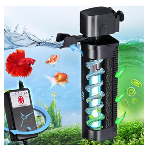 Aquarium U-V Filter 290GPH w/ Scientific Timer for 40-150 Gallon Fish Turtle Tank Internal Filter Bio Sponge Submersible Power Pump w/ Aeration Deodorization Saltwater Freshwater Green Clean Machine200+ bought in past month