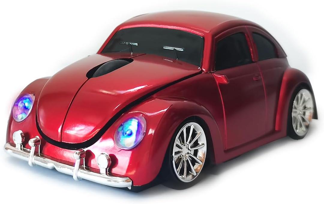 Car Mouse for Computer, Cool and Cute Car-Shaped Mouse, Wireless 2.4Ghz Optical Mice for Laptop PC Mac (Red)