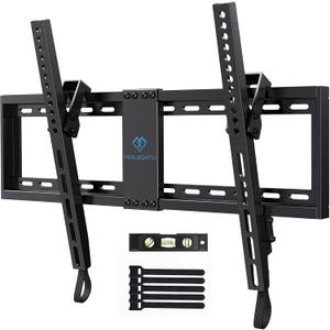 PERLESMITH UL Listed TV Mount for Most 37-85 inch TV, Universal Tilt TV Wall Mount Fits 16- 24 Wood Stud with Loading 132 lbs & Max VESA 600x400mm, Low Profile Flat Wall Mount Bracket PSLTK1 (Black)
