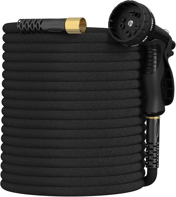 100 ft Garden Hose,Non-Expandable Lightweight All-Weather Water Hoses, Ultra Durable and Flexible Garden Hose with 10-Function Spray Nozzle, Leak-Free Connections Garden Hoses for Yard, Lawn,Outdoor