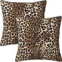 Yobvec Cheetah Print Pillow Covers Home Decor 18x18 Inch, Leopard Print Throw Pillowcase Decorative Cushion Cover for Bed Sofa Couch, 2 Sets