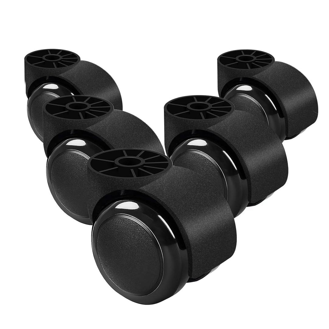 2 Inch Wheels for Office Chairs Replacement, Heavy Duty Rubber Rotating Computer Desk Chair Caster, Safe for All Wood Floors and Carpet, Universal Standard Stem Size Fits 99% (A13004)