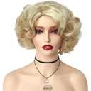 GNIMEGIL Short Blonde Curly Wig Layered Big Wavy Wigs For White Women Synthetic Curly Hair For Cosplay Natural Hairstyle Carnival Party 1920s Celebrity Halloween Costume Finger Wave Vintage