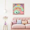 Diamond Painting Kits for Adults, A Cute Cartoon Turtle Bed 5D Diamond Art Painting for Beginners, Full Drill Round DIY Painting, Diamond Dot Gem Art Painting Kits for Home Art Decor, 13.8X13.8 inch