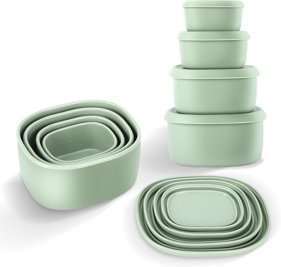 4Pcs Silicone Food Storage Containers with LidsBPA Free Reusable Silicone Storage Containers for Food Freezer Containers Freezer Dishwasher Safe (33.8oz, 20oz, 10oz, 6.7oz) (green)