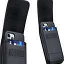 Belt Holder for iPhone 17 17 Pro 16 16e 16Pro 15 14 13 12 11 Xs XR Vertical Rugged Nylon Cell Phone Holster Case with Clip for Men (Fits Otterbox Commuter Case) Black