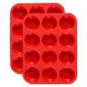 JEWOSTER 12 Cups Silicone Muffin Pan 2 Pack - Cupcake Pan Nonstick Silicone Molds Great for Making Muffin Cakes,Bread, Tart - BPA Free Baking Accessory