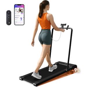Lichico Walking Pad Under Desk TreadmillPortable Small Treadmills for Home and OfficeSuper Quiet Brushless Motorized Walking Jogging Running Machine with Remote Control (Satin Black)