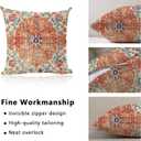 Orange Blue Ethnic Boho Pattern Throw Pillow Covers Pack of 2 Double-Sided Printing Home Indoor and Outdoor Sofa Bed Decor pillowcover (18x18, Boho Style Ethnic Design Decorative)